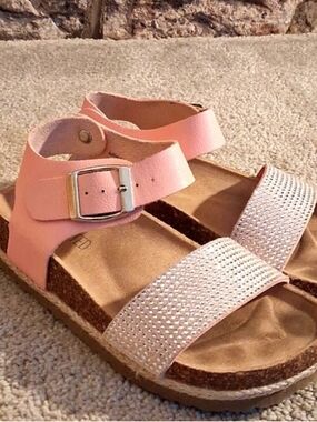Not Rated Pink Glitter Ankle-Strap Kids Sandals